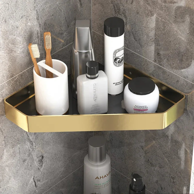 Acessórios Kit Premium Para Banheiro Black e Dourado grupo 01 acessorios para banheiro Artificio Lar Suporte Acessórios