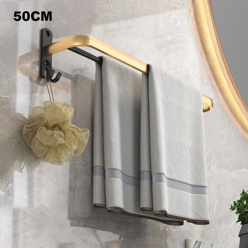 Acessórios Kit Premium Para Banheiro Black e Dourado grupo 01 acessorios para banheiro Artificio Lar Suporte Duplo Para Toalhas