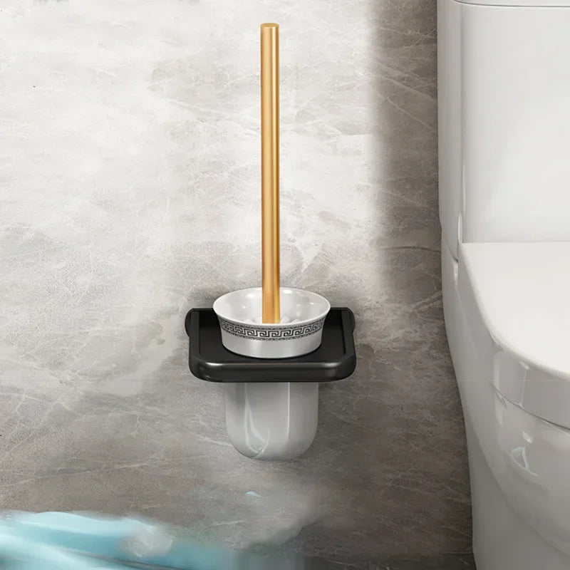 Acessórios Kit Premium Para Banheiro Black e Dourado grupo 01 acessorios para banheiro Artificio Lar Suporte Para Vaso