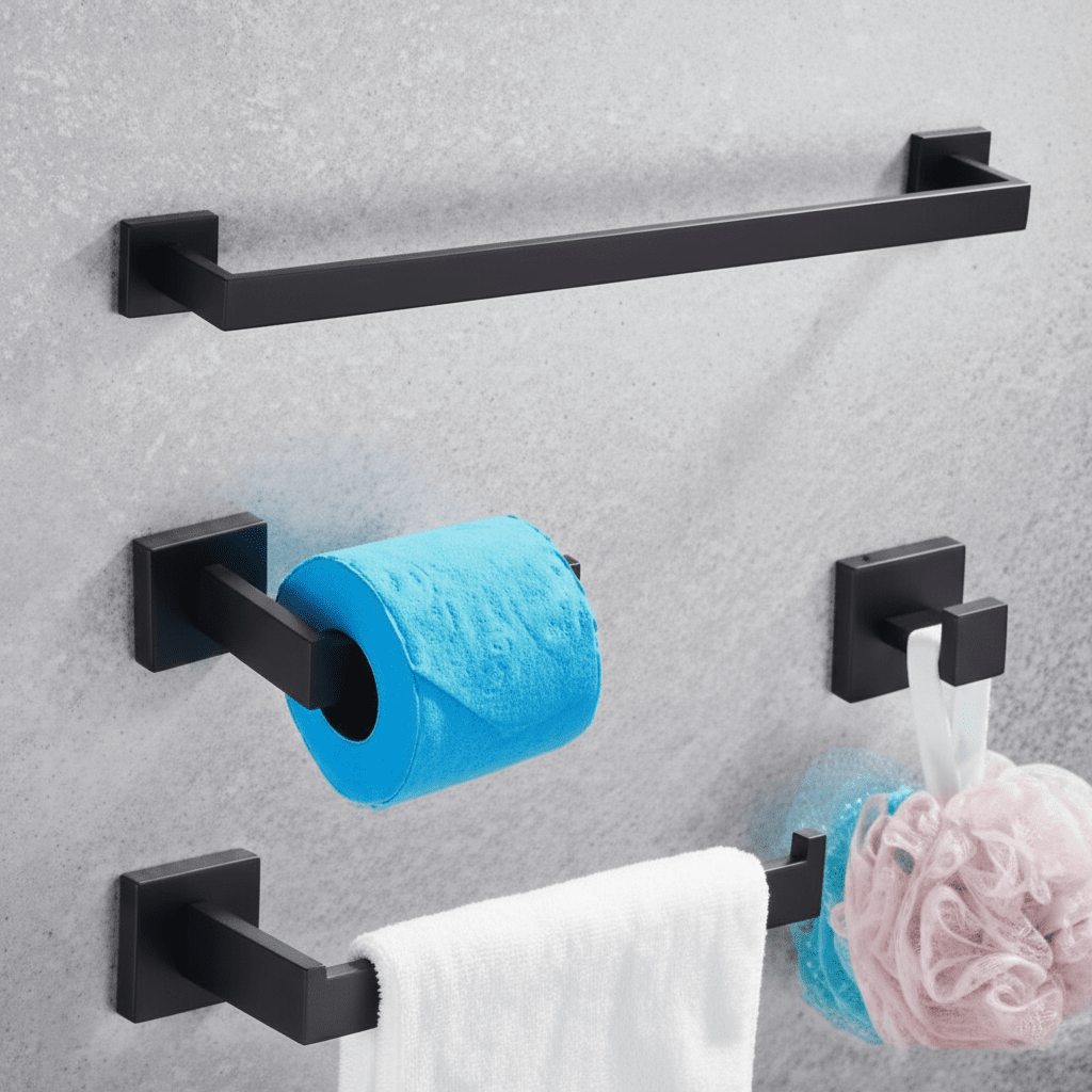 Acessórios para Banheiro Inox 304 Preto Fosco Shin Acessórios para Banheiro Inox 304 Preto Fosco Shin Artificio Lar Conjunto Completo A Pronta Entrega