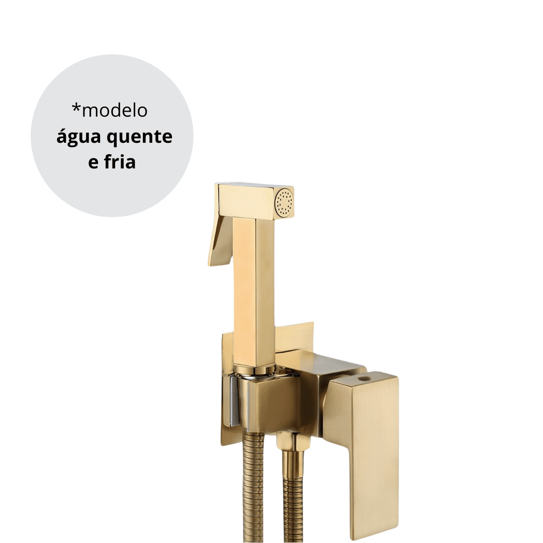 Ducha Higiênica Gold Escovado Torneira Online Água Quente e Fria