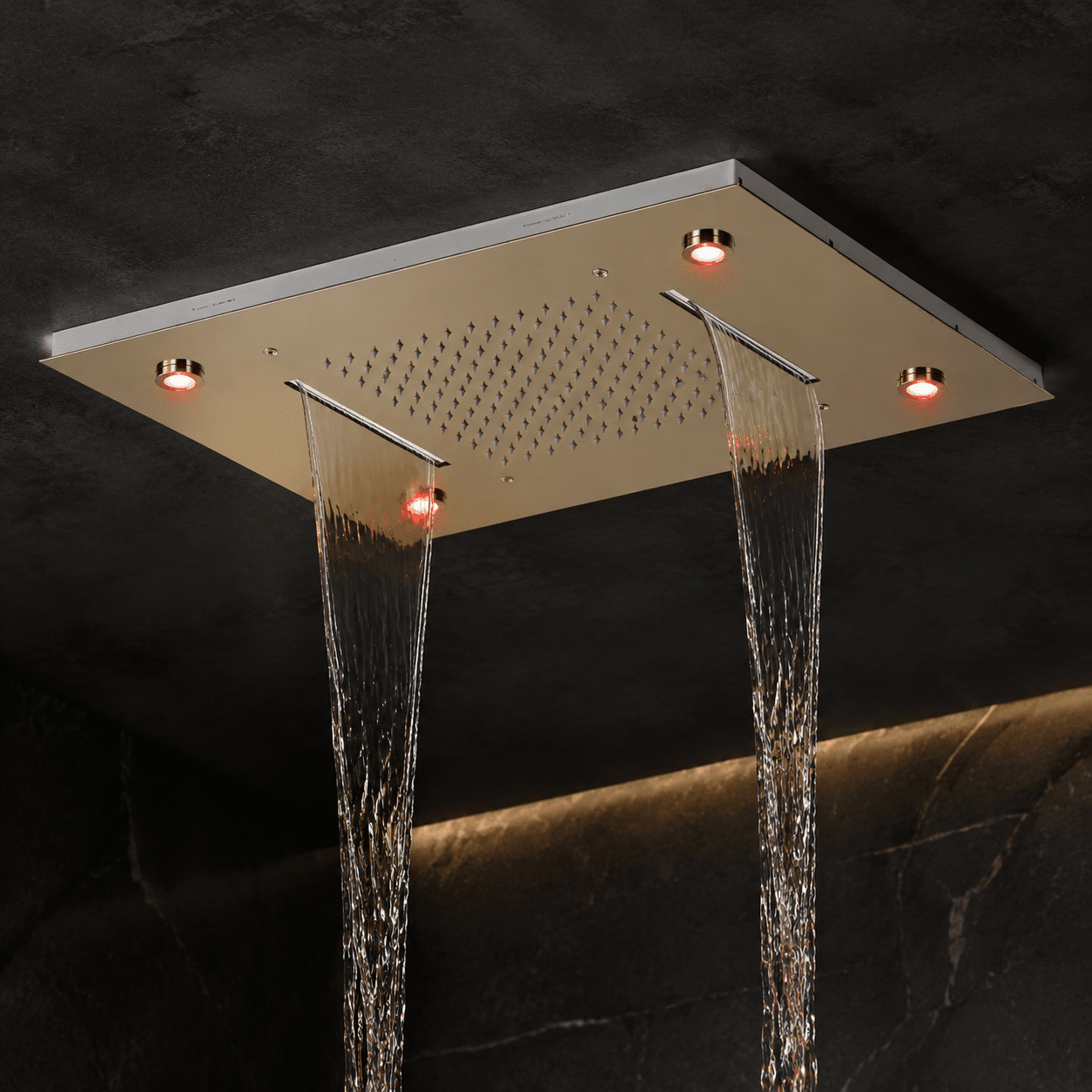 Ducha SPA de Teto com LED e Controle Termostático Pluvora SPA™ Chuveiro de Teto Embutir com LED Artificio Lar