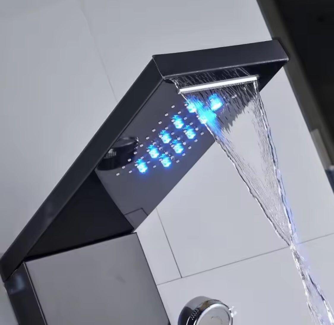Ducha Vertical Com Hidro Cascata Led Visor Inox Spa Trust Ducha Vertical Com Hidro Cascata Led Visor Inox Artificio Lar