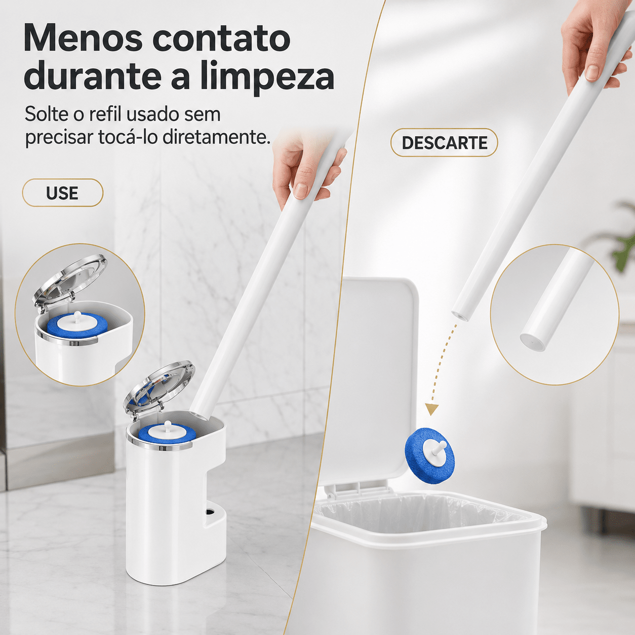 Escova Sanitária SaniVora™ com Refis Descartáveis Escova Sanitária SaniVora™ com 24 Refis Descartáveis Artificio Lar