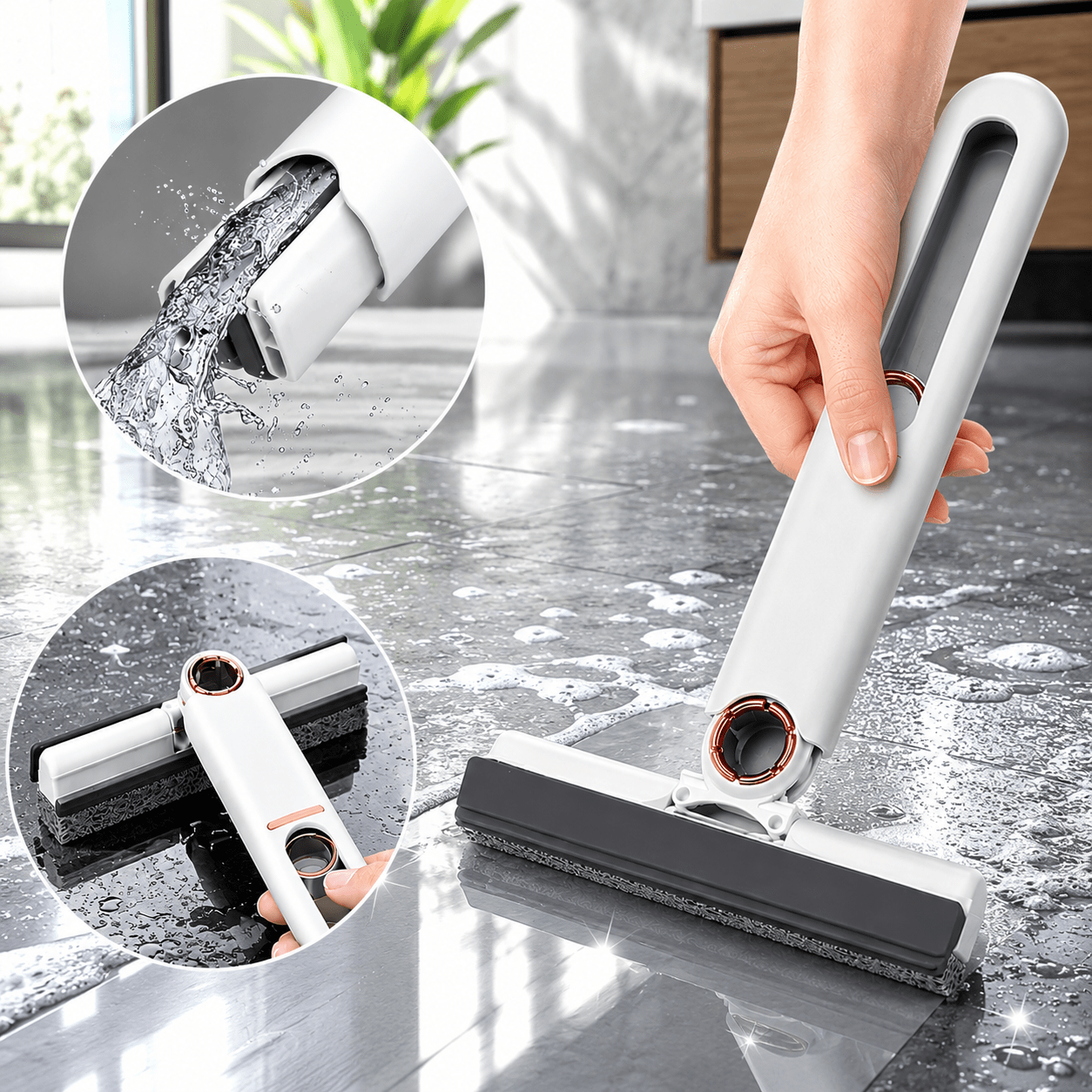 FlexMop™ Mini Rodo Esfregão Esponja Absorvente Mini Rodo e Refil de Mini Rodo Esfregão Esponja Absorvente Artificio Lar