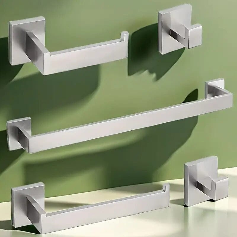 Kit Acessórios Banheiro Aço Escovado Brigth Kit Acessórios Banheiro Aço Escovado Artificio Lar