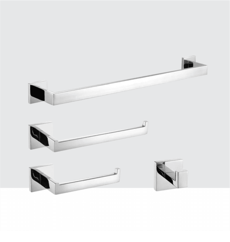 Kit Acessórios Cromado Style Torneira Online Kit c/ Toalheiro Único