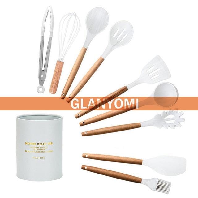 KIT Best Conchas e Colheres Chef Branco Marmorizado kit best chef Artificio Lar 10 pcs com recipiente LATA