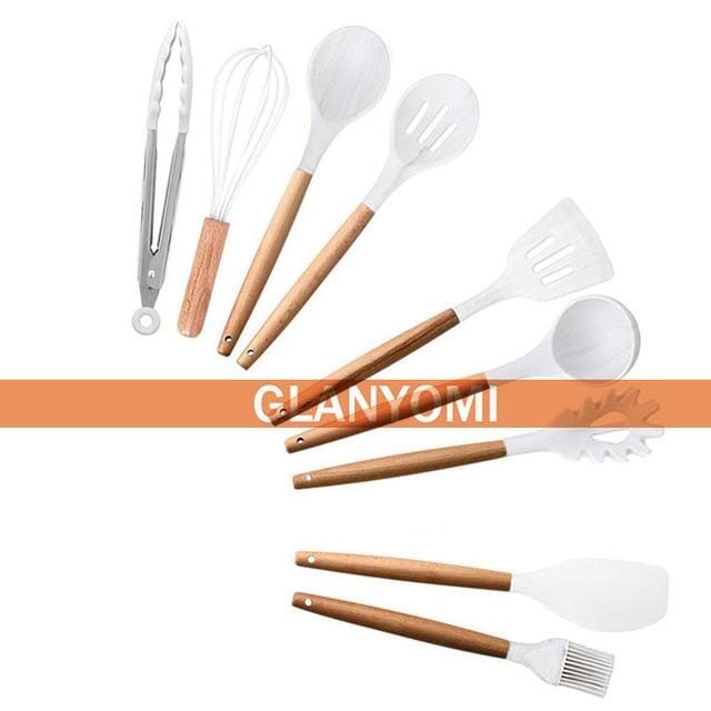 KIT Best Conchas e Colheres Chef Branco Marmorizado kit best chef Artificio Lar 9pcs SEM RECIPIENTE