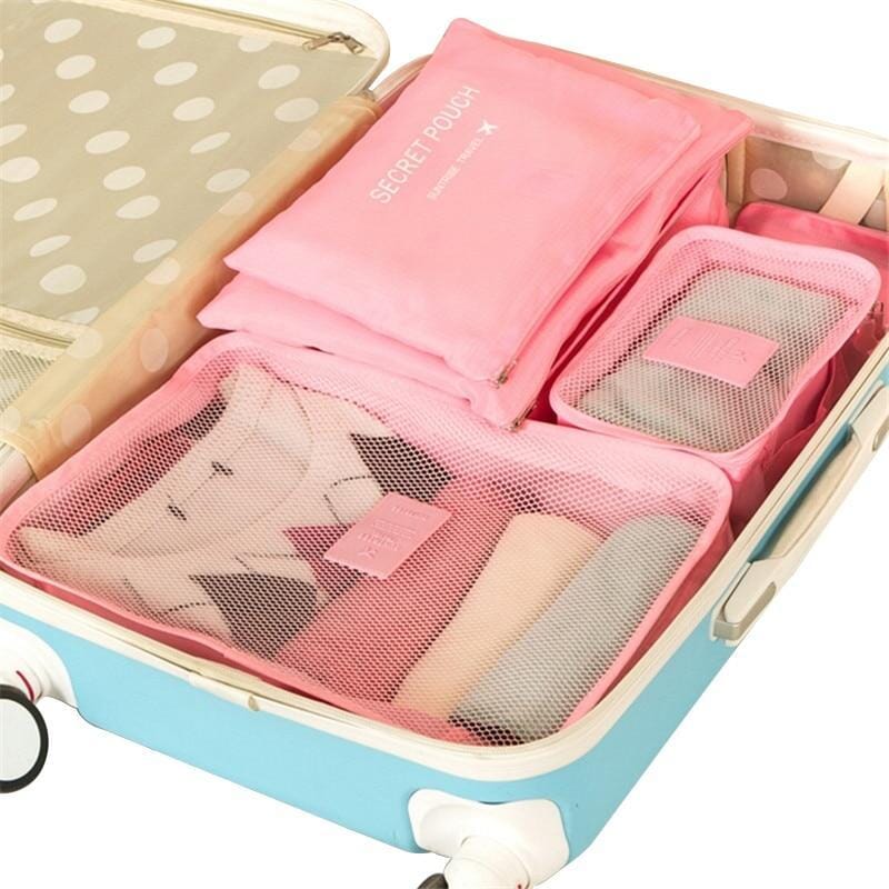 Kit Conjunto de Malas - Mega Organizador - 6 Peças Mega Organizador - T4 Artificio Lar Rosa