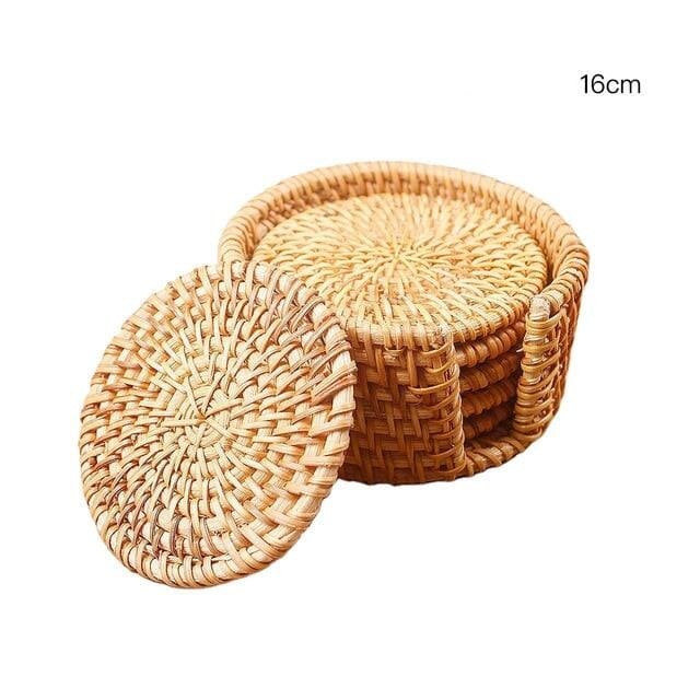 Kit Descanso de Rattan - kit 6 peças kit descanso Artificio Lar 16CM