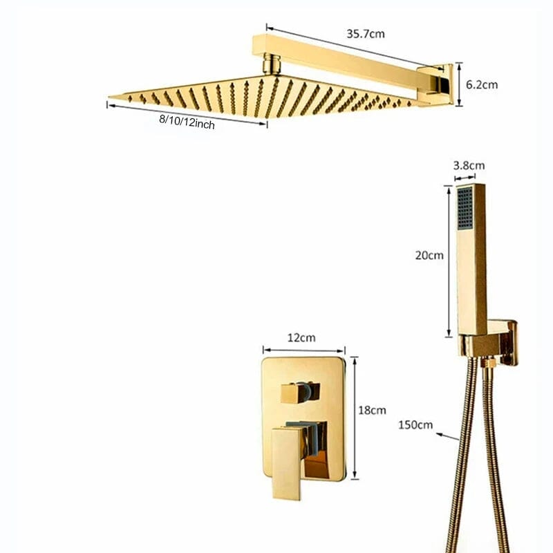 Kit Ducha Supremo GoldLux Dourado Ouro Polido 30CM ducha teto Artificio Lar