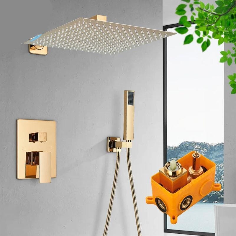 Kit Ducha Supremo GoldLux Dourado Ouro Polido 30CM ducha teto Artificio Lar Ouro Polido-30cm A Pronta Entrega