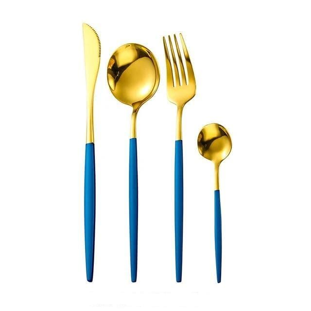 Kit Talheres Luxury 4 peças kit talheres luxury Artificio Lar azul e dourado