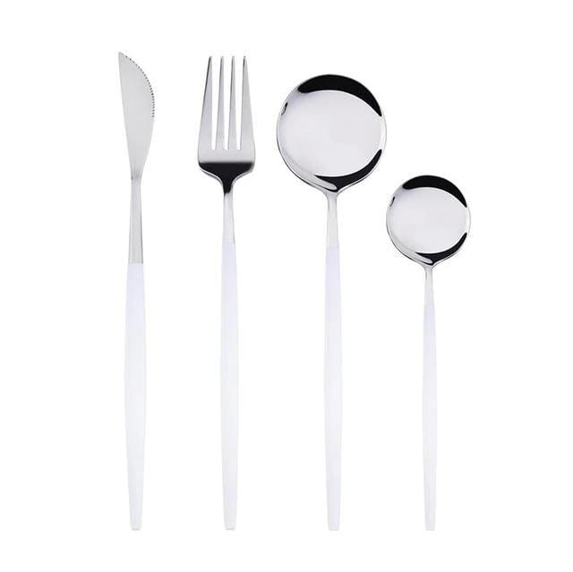 Kit Talheres Luxury 4 peças kit talheres luxury Artificio Lar Branco e prateado