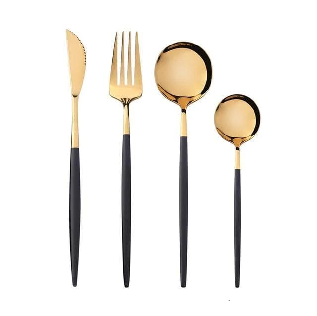 Kit Talheres Luxury 4 peças kit talheres luxury Artificio Lar preto e Dourado