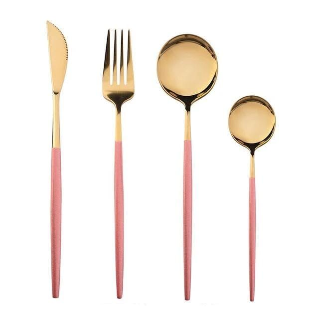 Kit Talheres Luxury 4 peças kit talheres luxury Artificio Lar rosa e dourado