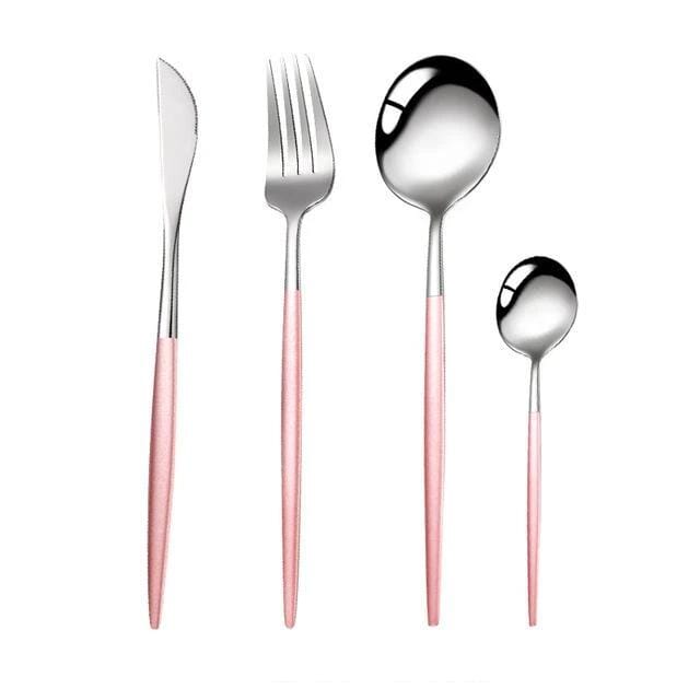 Kit Talheres Luxury 4 peças kit talheres luxury Artificio Lar rosa e prateado