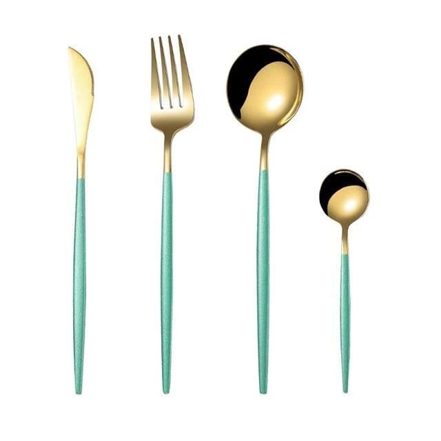 Kit Talheres Luxury 4 peças kit talheres luxury Artificio Lar verde e douorad