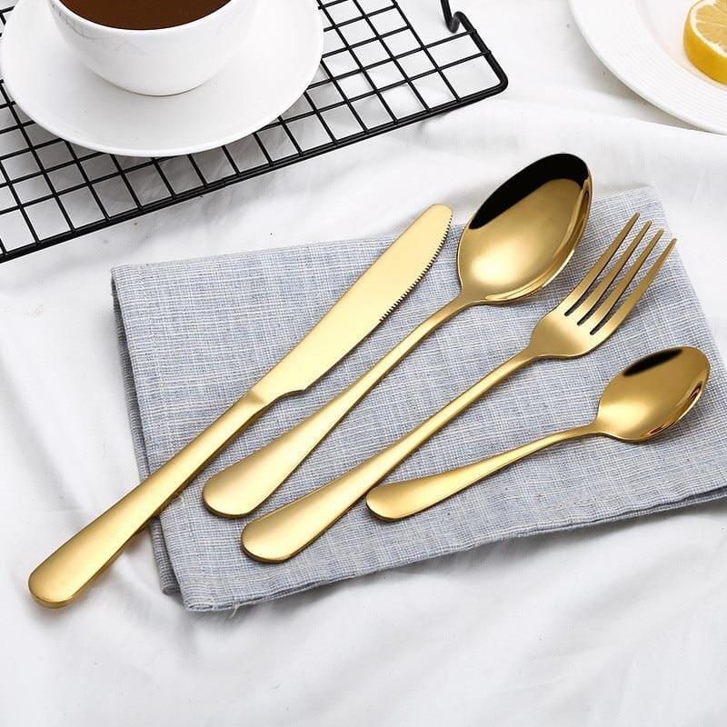 Kit Talheres Metálicos Coloridos - 4 Peças kit talheres metalicos Artificio Lar Gold