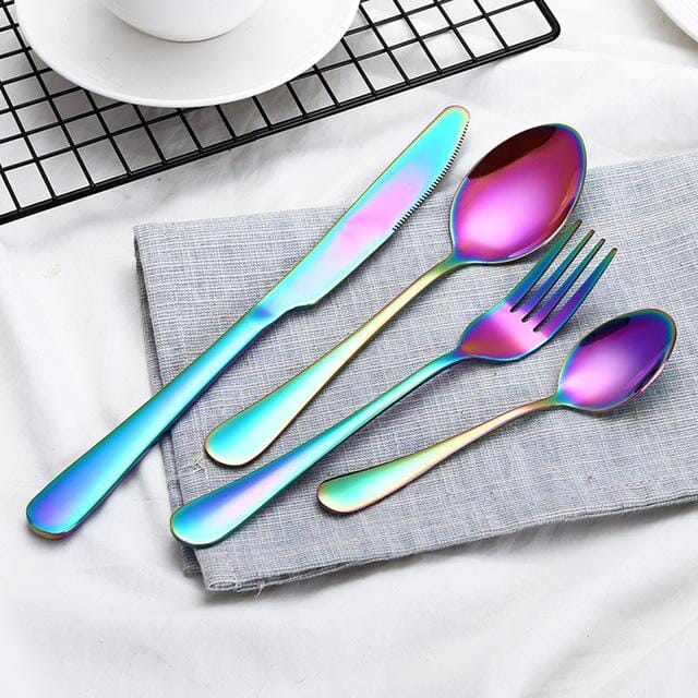 Kit Talheres Metálicos Coloridos - 4 Peças kit talheres metalicos Artificio Lar rainbow