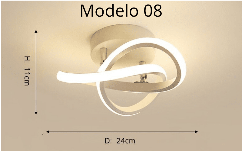 Luminária Lustre Minimalista LED 24w - 3 Cores de Luz Ajustáveis - 11 Modelos Luminária - 01 Artificio Lar Modelo 08 - Moldura Branca 3 Cores de Luz