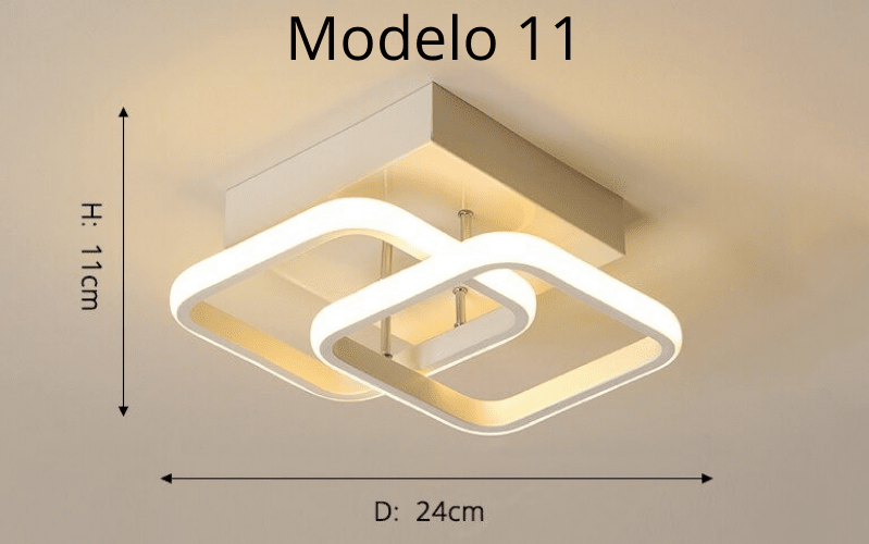 Luminária Lustre Minimalista LED 24w - 3 Cores de Luz Ajustáveis - 11 Modelos Luminária - 01 Artificio Lar Modelo 11 - Moldura Branca 3 Cores de Luz