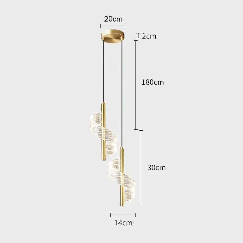 Luminária Pendente de LED para Cabeceira Luxury Grow Luminária Pendente de LED para Cabeceira Luxury Grow Artificio Lar Dourado com 2 pontos de luz