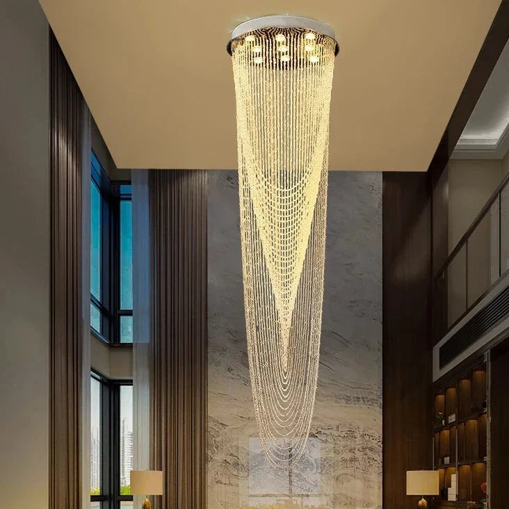 Lustre Cristal Giratório Escalarte - Lustre Moderno Cristal Rotativo Lustres Artificio Lar 180CM