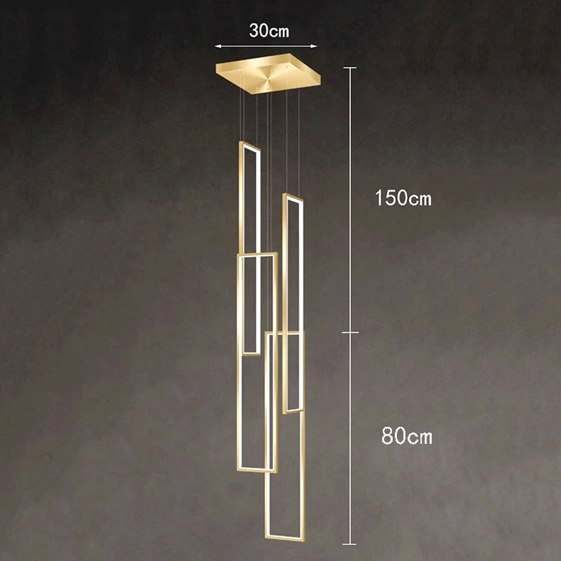 Lustre Moderno Clarty Home lustre luminária pendente led Artificio Lar 230CM Dourado 4 Arcos