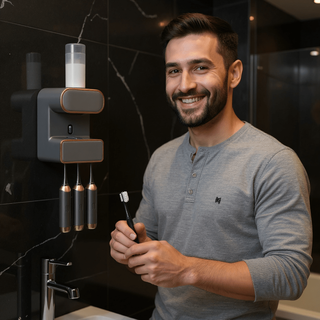 SmartPress™ Dispenser Automático Para Pasta de Dente Ultrassônico SmartPress™ Dispenser Automático Para Pasta de Dente Ultrassônico Artificio Lar