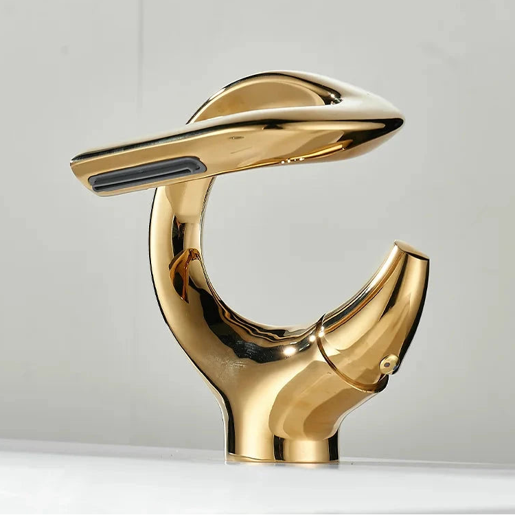 TOLM Basin faucet brass waterfall bathroom basin hot and cold mixer faucet single handle crane chrome mixer faucet Artificio Lar