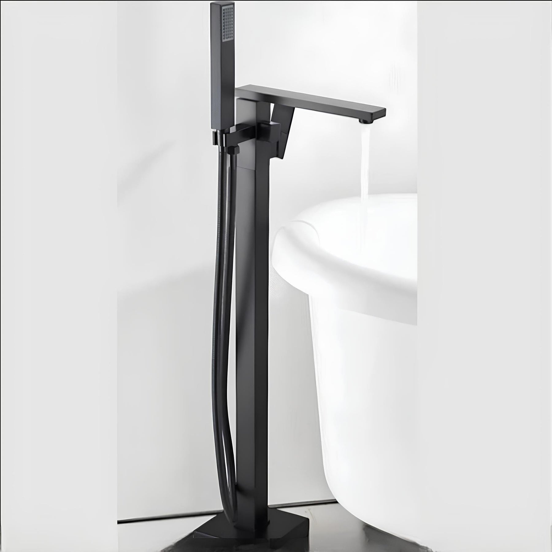 Torneira Banheiro Piso c/ Ducha Quadratta Torneira Online All Black