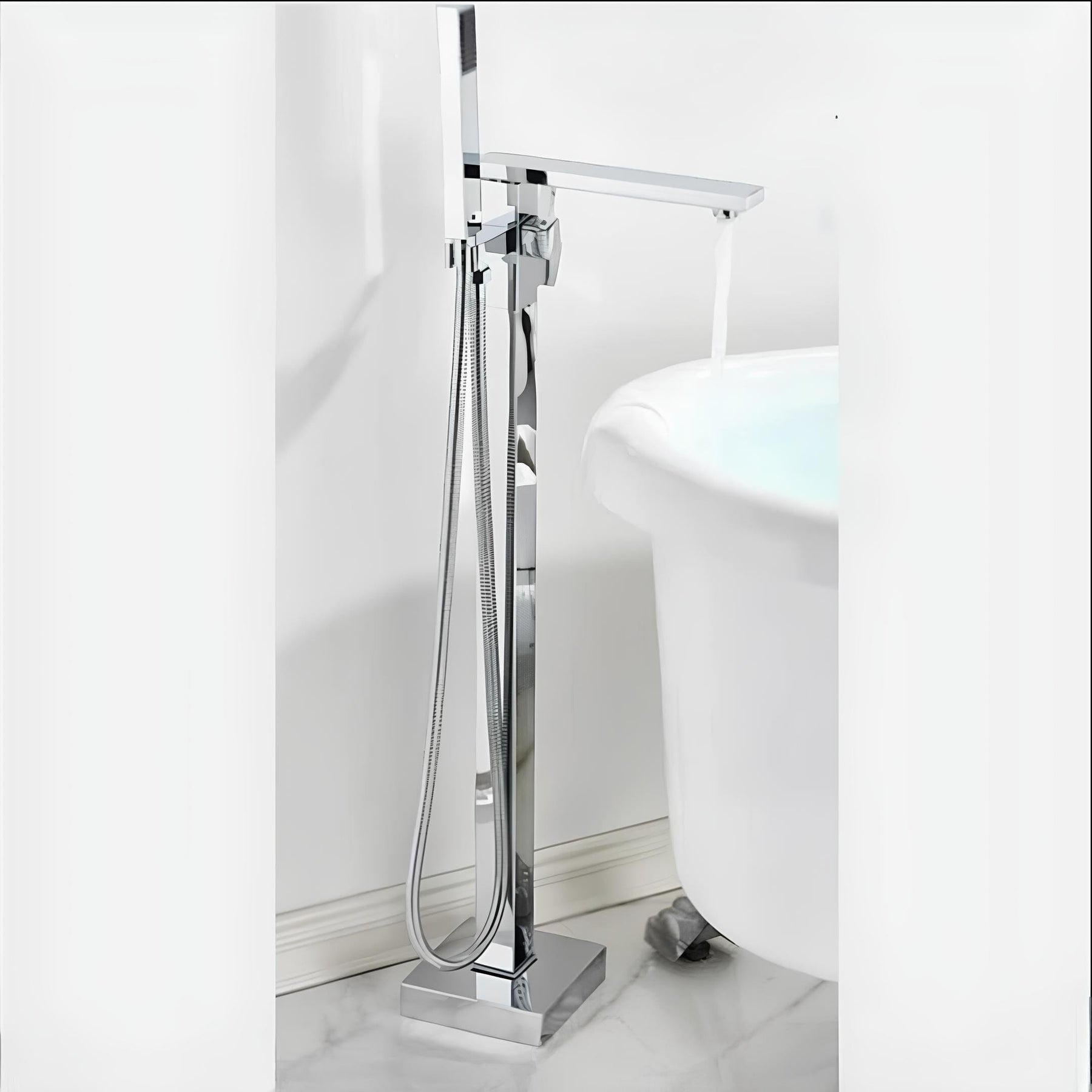 Torneira Banheiro Piso c/ Ducha Quadratta Torneira Online Cromada