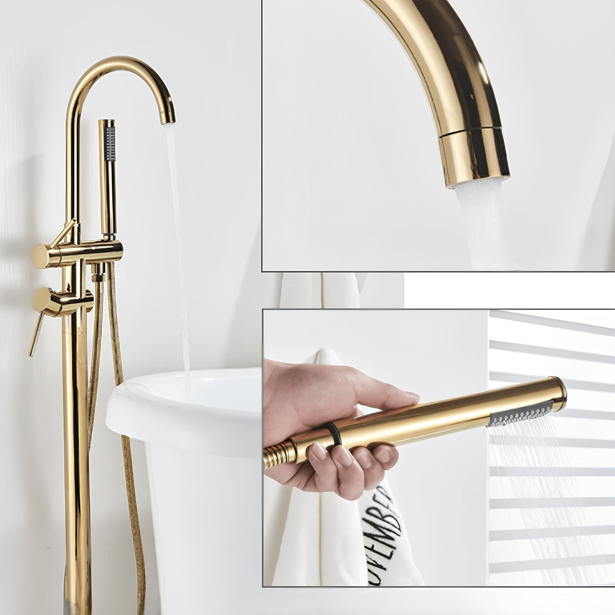 Torneira Banheiro Piso c/ Ducha Torneira Online Gold