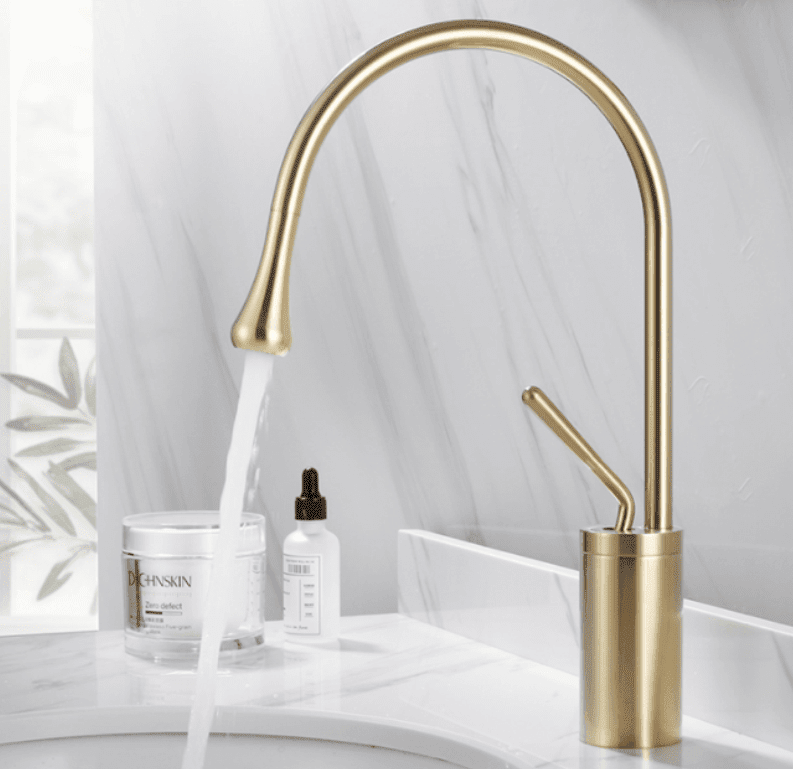 Torneira Banheiro Unique Colors Torneira Online Gold Escovado Baixa