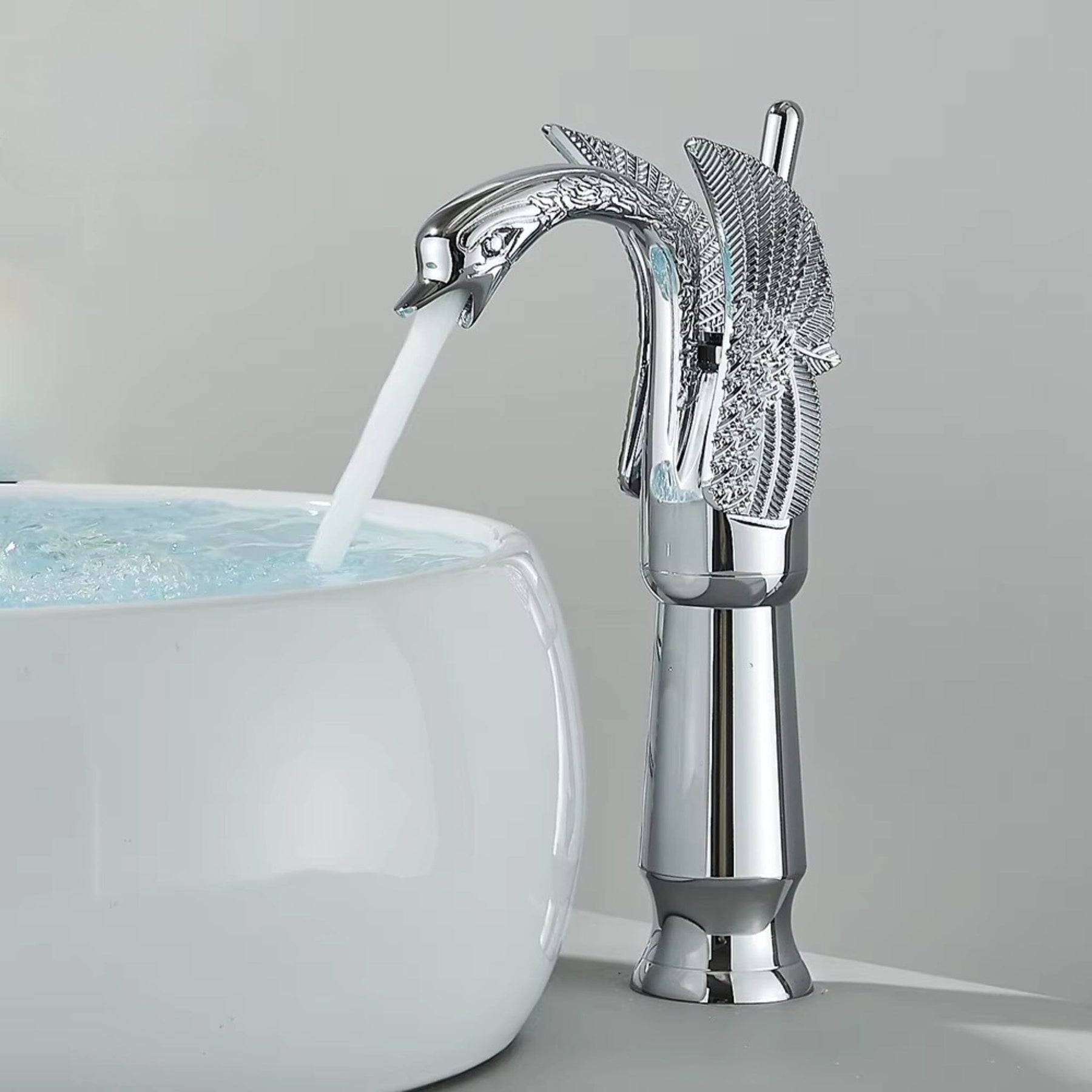 Torneira Cisne Dourada Monocomando Para Banheiro Lavabo torneira cisne monocomando banheiro Artificio Lar Cromada Alta