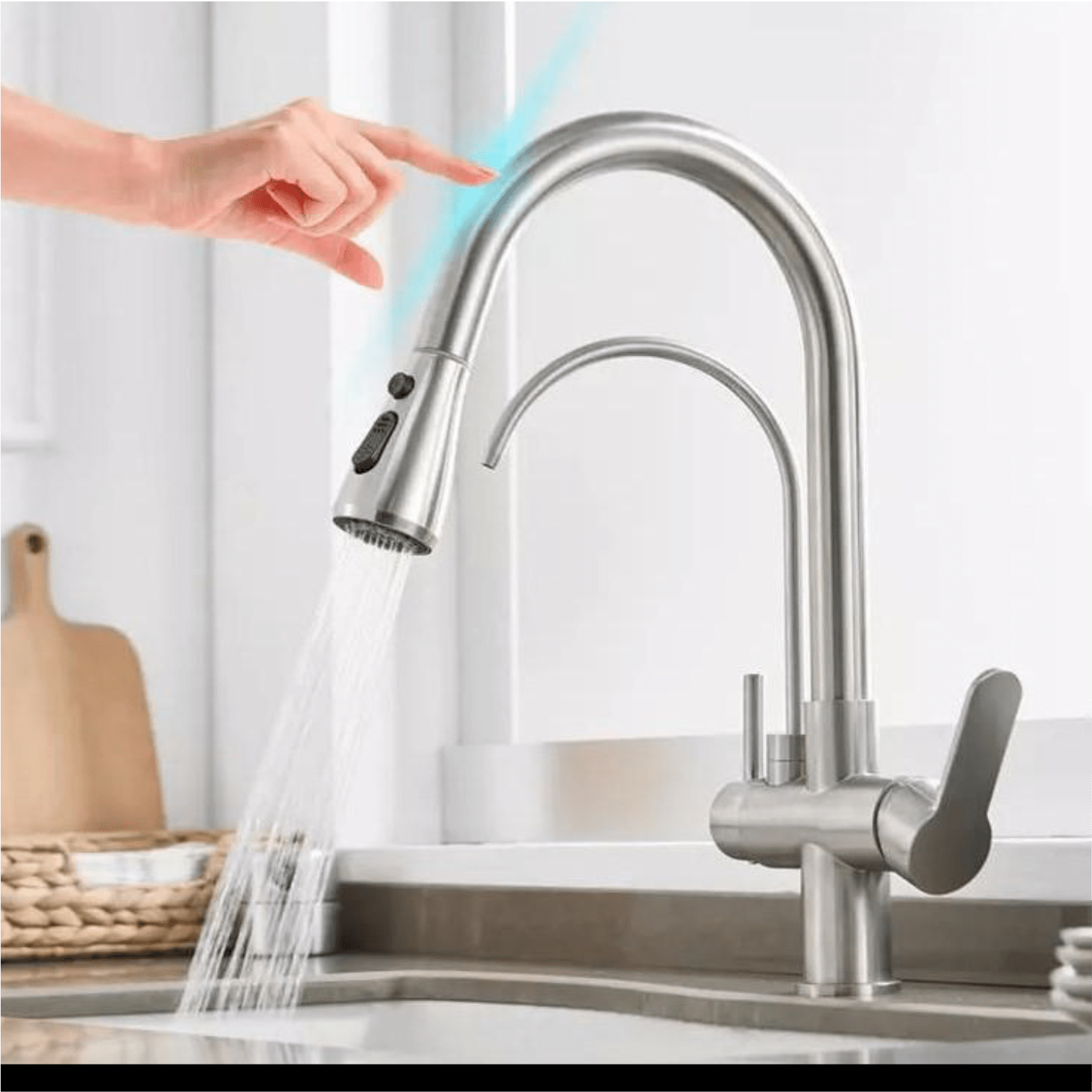 Torneira Cozinha com Filtro e Touch Colors Torneira Online Aço Escovado