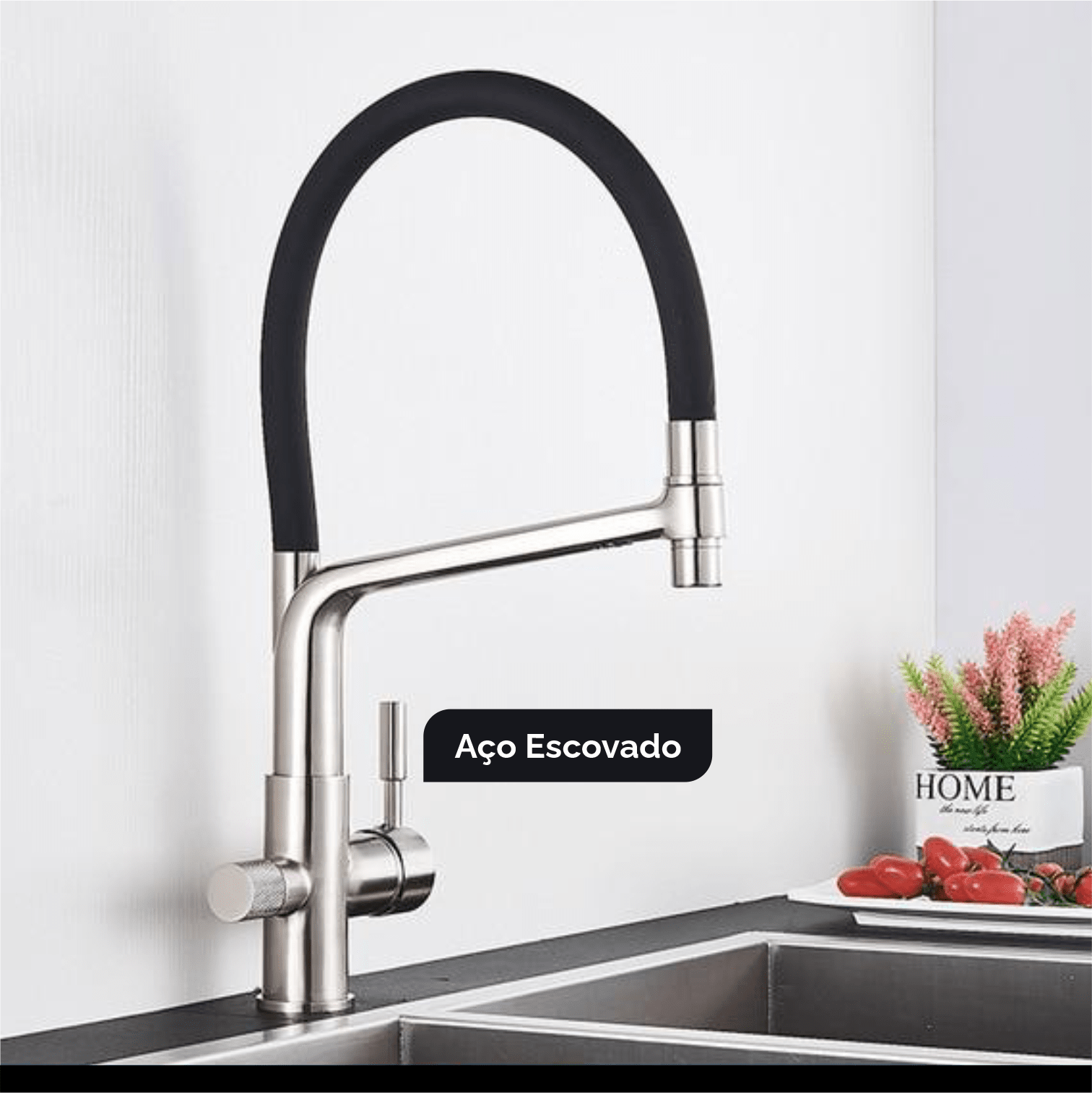 Torneira Cozinha com Filtro Essential Torneira Online Aço Escovado