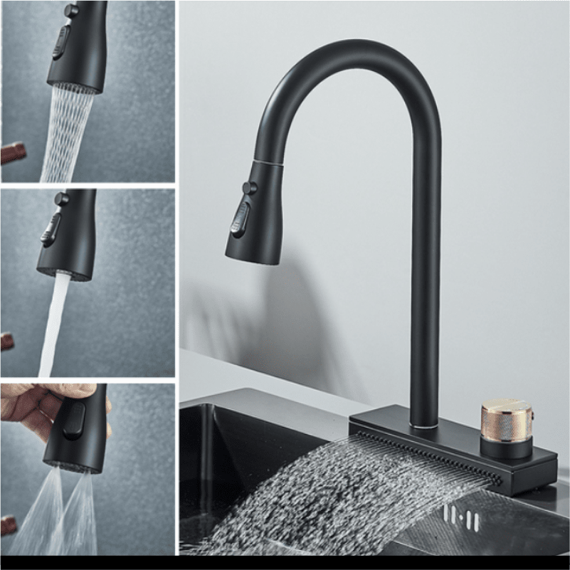 Torneira Cozinha Gourmet Waterfall Torneira Online Black