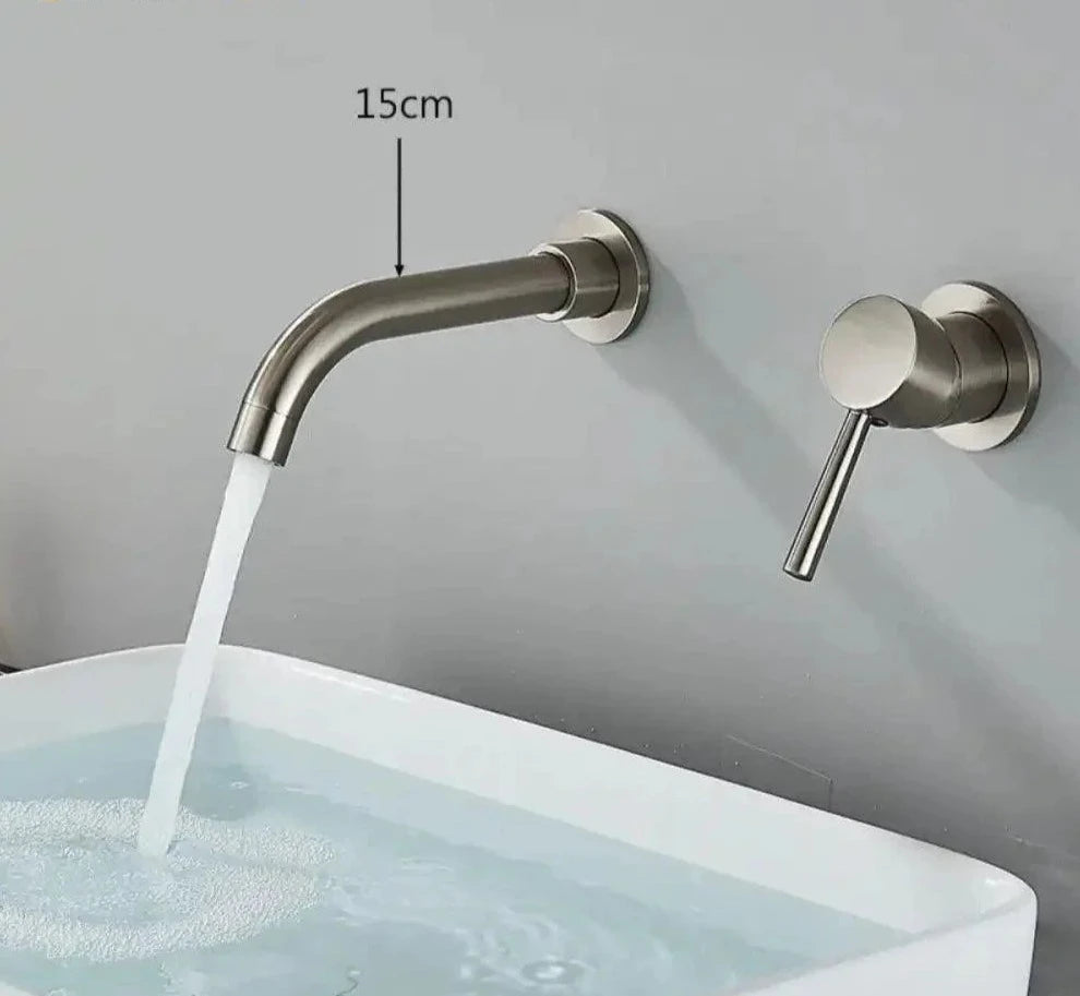 Torneira De Parede Banheiro Monocomando Giratória 360 Broklyn torneira banheiro Artificio Lar Aço Escovado 15cm Entrega De 15 Á 18 Dias