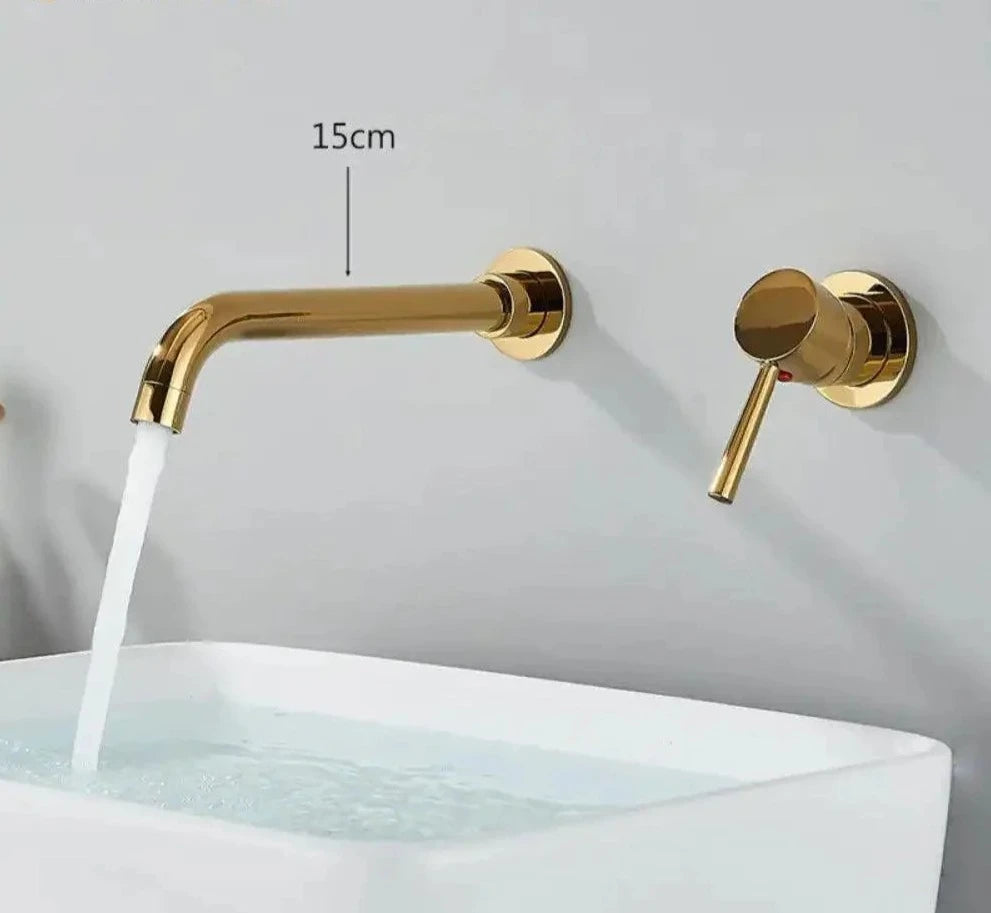 Torneira De Parede Banheiro Monocomando Giratória 360 Broklyn torneira banheiro Artificio Lar Dourado 15cm Entrega De 15 Á 18 Dias