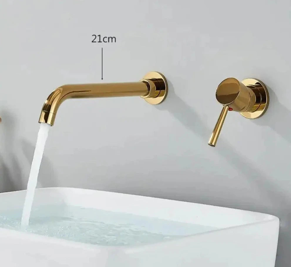 Torneira De Parede Banheiro Monocomando Giratória 360 Broklyn torneira banheiro Artificio Lar Dourado 21cm Entrega De 15 Á 18 Dias