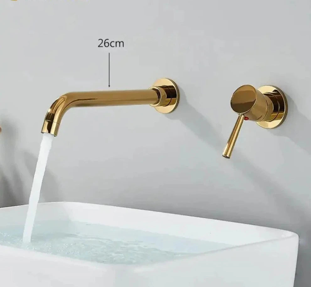 Torneira De Parede Banheiro Monocomando Giratória 360 Broklyn torneira banheiro Artificio Lar Dourado 26cm Entrega De 15 Á 18 Dias