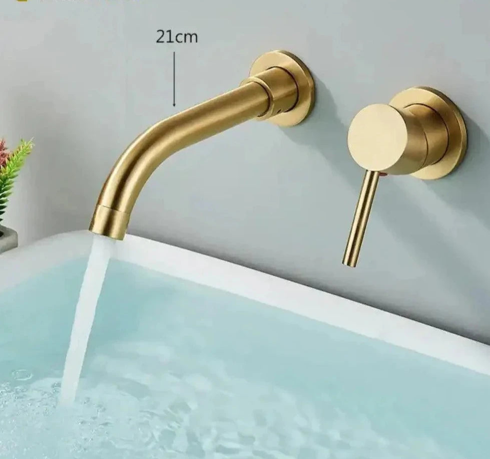 Torneira De Parede Banheiro Monocomando Giratória 360 Broklyn torneira banheiro Artificio Lar Ouro Escovado 21cm Entrega De 15 Á 18 Dias