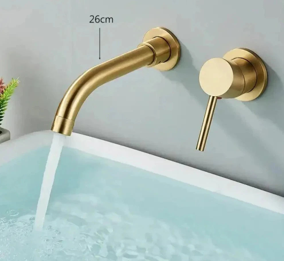 Torneira De Parede Banheiro Monocomando Giratória 360 Broklyn torneira banheiro Artificio Lar Ouro Escovado 26cm Entrega De 15 Á 18 Dias