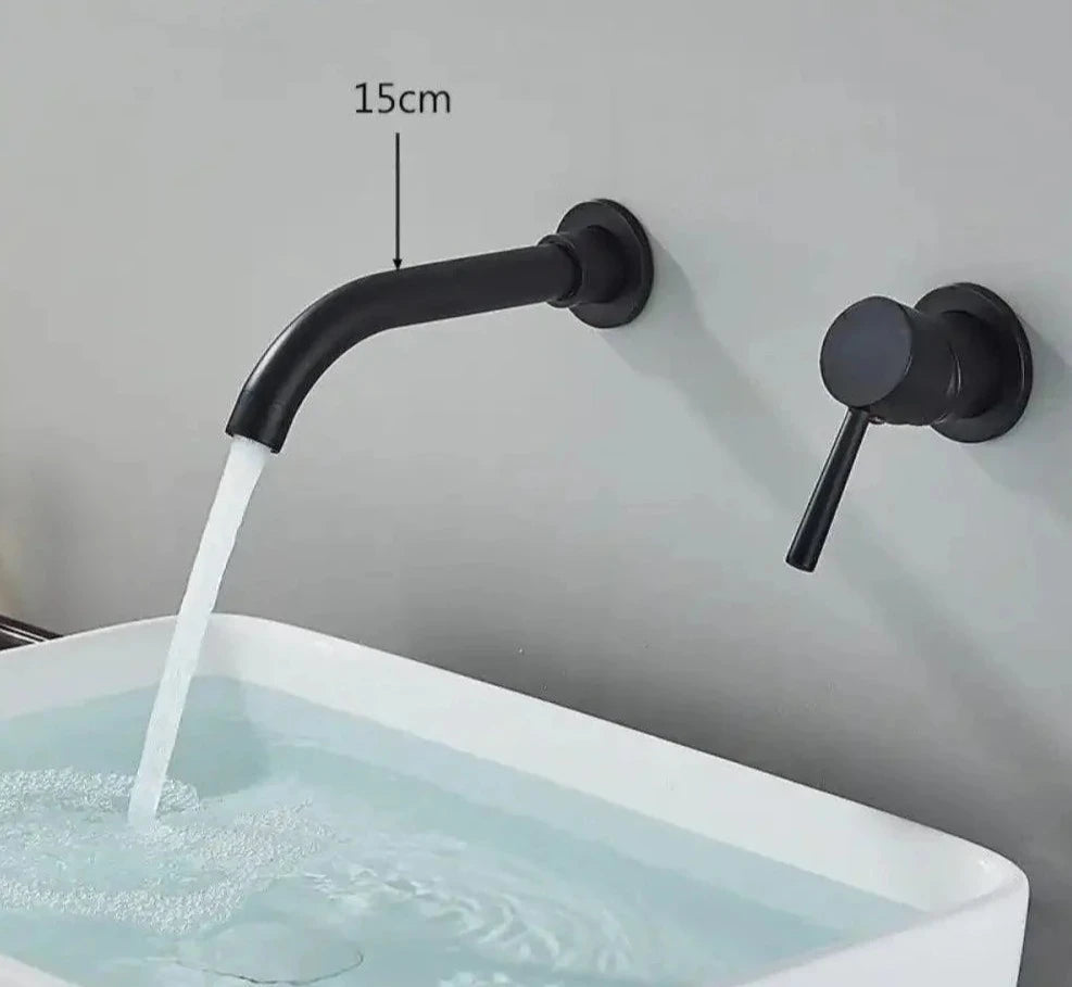 Torneira De Parede Banheiro Monocomando Giratória 360 Broklyn torneira banheiro Artificio Lar Preto Fosco 15cm Á Pronta Entrega