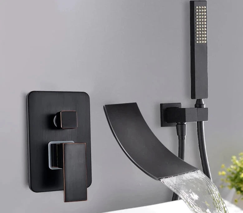 Torneira De Parede Para Banheira Misturador AquaStream Luxe Monocomando torneira para banheira Artificio Lar Preto