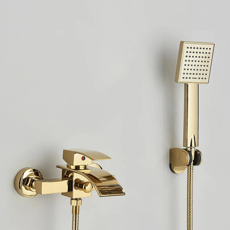 Torneira De Parede Para Banheira Misturador Monocomando HydroGlow torneira de parede banheira Artificio Lar Dourado