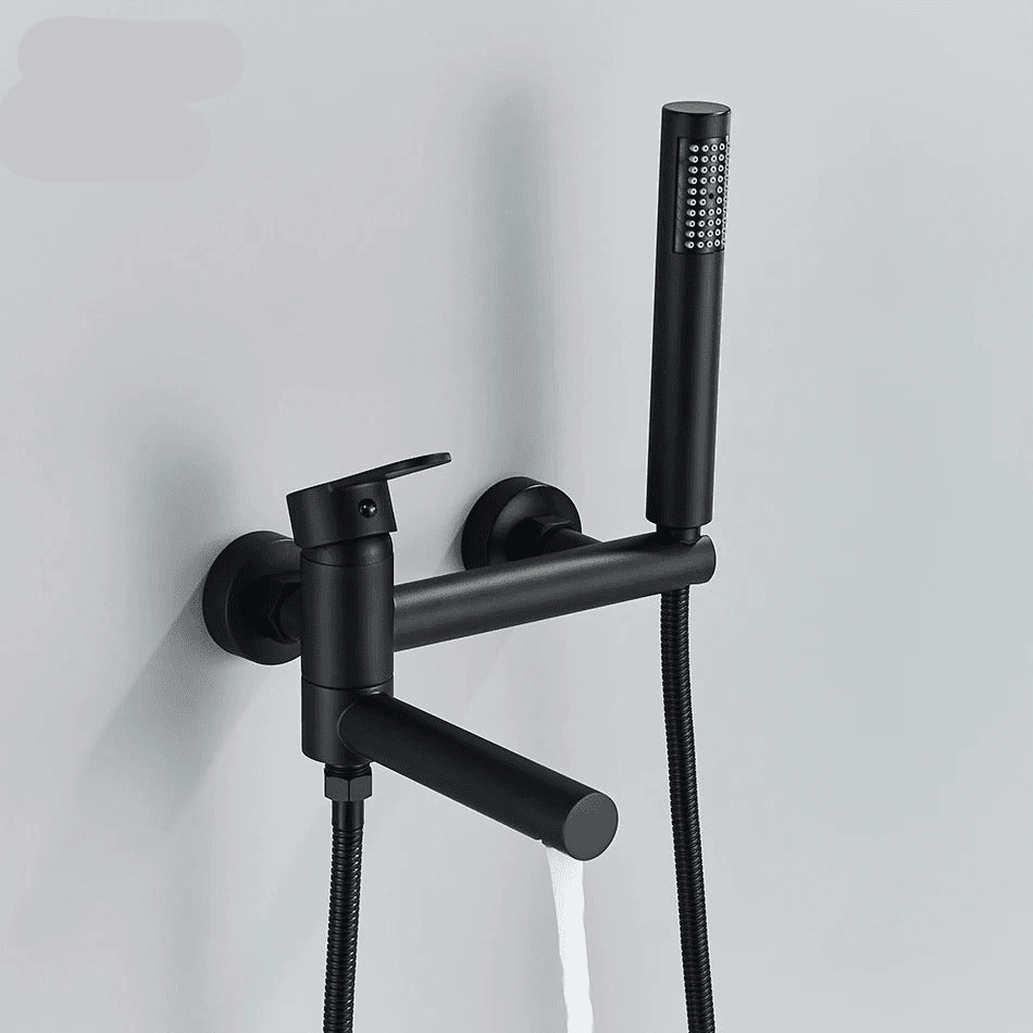 Torneira De Parede Para Banheira Monocomando Com Ducha Manual Orcol Misturador de piso banheira Artificio Lar Preto Fosco A Pronta Entrega